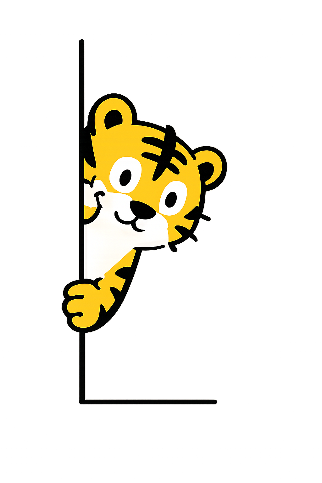 Tiger peeking around the corner