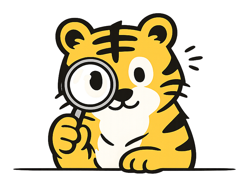 Tiger with magnifying glass